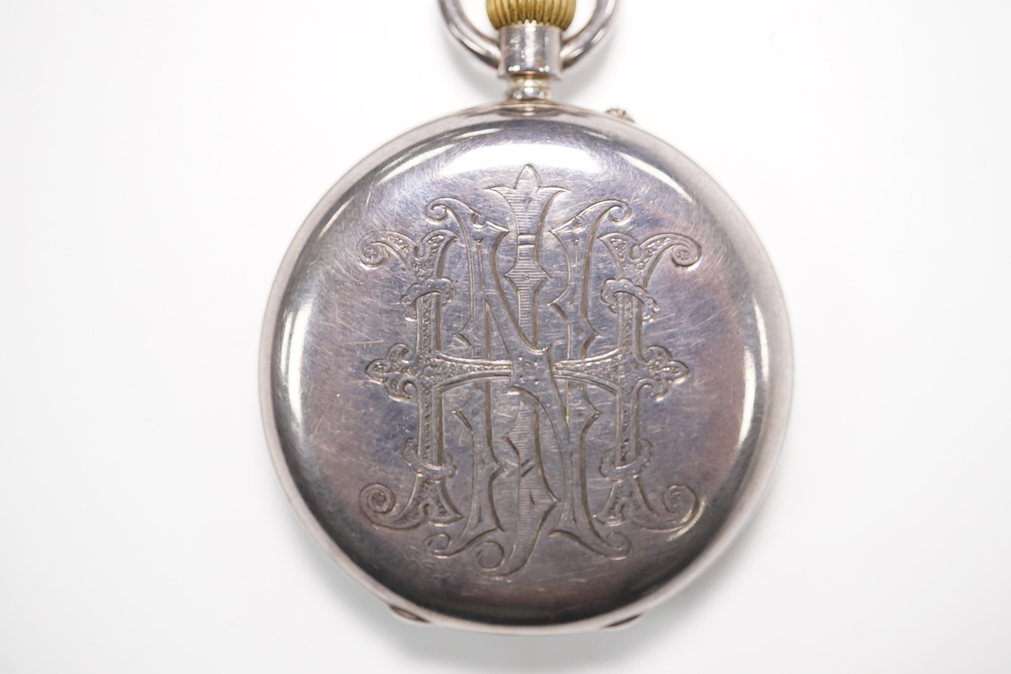 A heavy Victorian silver hunter pocket watch with three quarter plate movement signed Geo. Carley & Co, 30 Ely Place, London. Condition - poor to fair